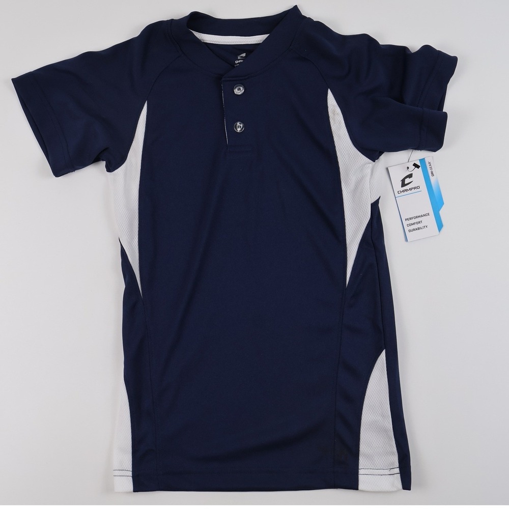 Champro Baseball Jersey Dri-Gear Navy Blue White Youth Small NWT
